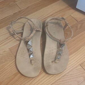 Vionic Tan Sandals with Metallic Accents
